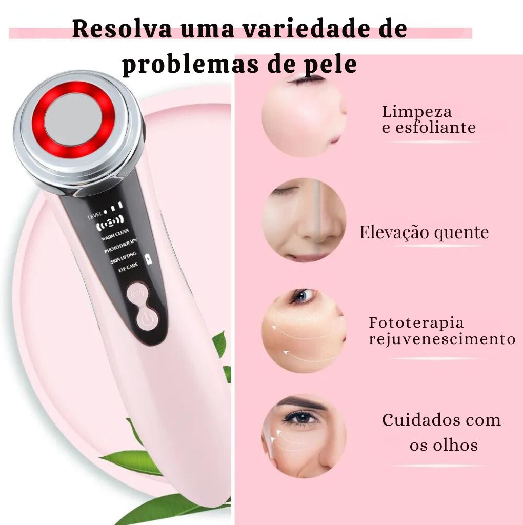 Massajador facial, terapia de luz led