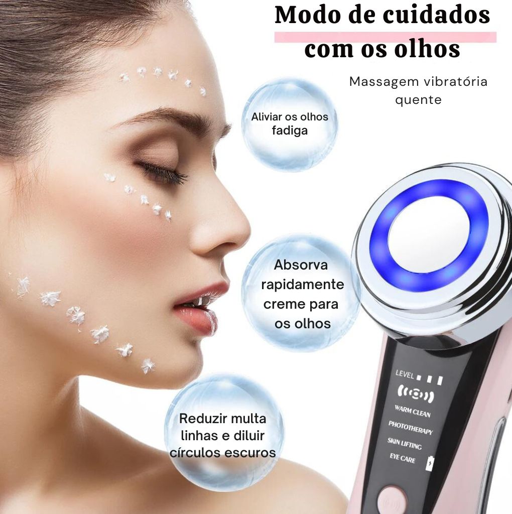 Massajador facial, terapia de luz led