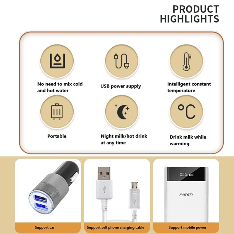 Aquecedor de Leite e Água, USB. Indicado para Biberons.